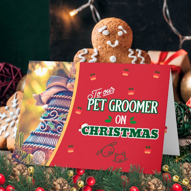 Cartão Pet Groomer no Natal, Feriado de Gato e Cão (Criador carregado)
