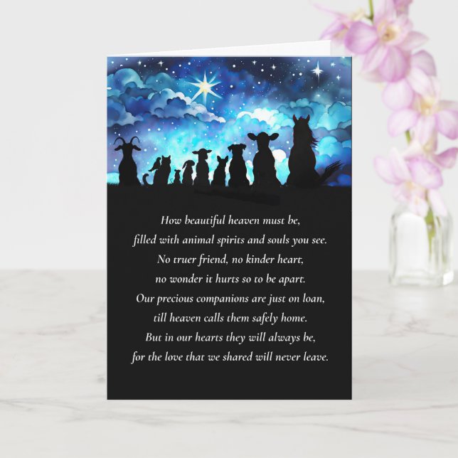 Cartão Pet Simpatia com Poema Espiritual de Animais do Cé (Orquídea)