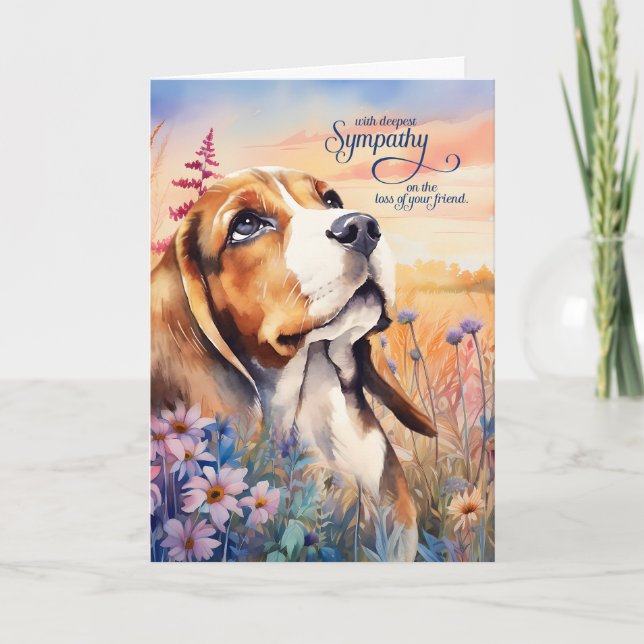 Cartão Pet Sympathy Beagle Dog Wildflower Meadow (Frente)