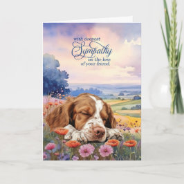 Cartão Pet Sympathy Brittany Spaniel Dog Wildflowers