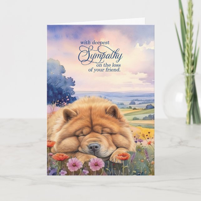 Cartão Pet Sympathy Chow Chow Dog Wildflowers (Frente)