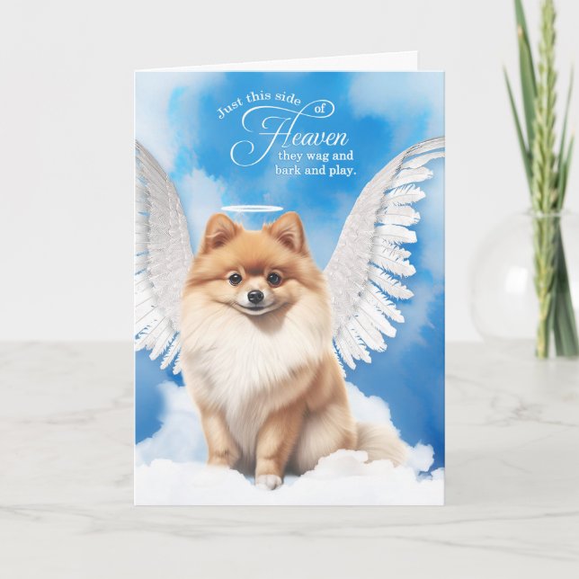 Cartão Pet Sympathy Loss Dog Sable Pomeranian Angel (Frente)