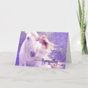 Cartão Pet Sympathy Loss of a Horse Angel and Purple