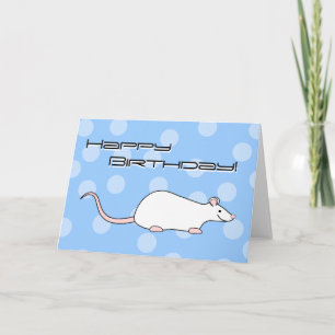 Cartão Pet White Rat. Aniversário