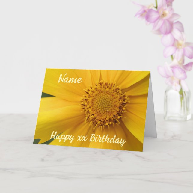 Cartão Pétalas de Flor Amarelo Personalizadas Aniversário (Orquídea)