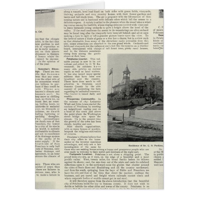 Cartão Petaluma Residences, Califórnia (Frente)