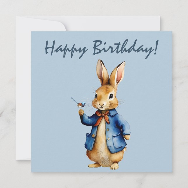 Cartão Peter, o coelho com Wren Happy Birthday (Frente)