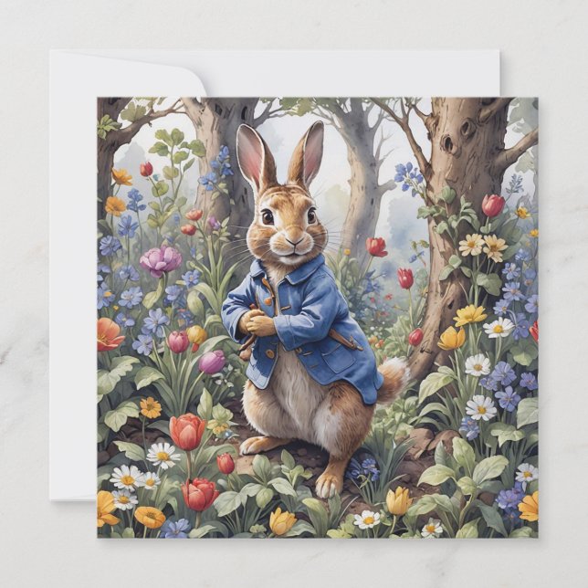 Cartão Peter o Coelho na floresta selvagem (Frente)