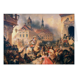 Cartão Peter o excelente conquista Narva em 1704, 1859