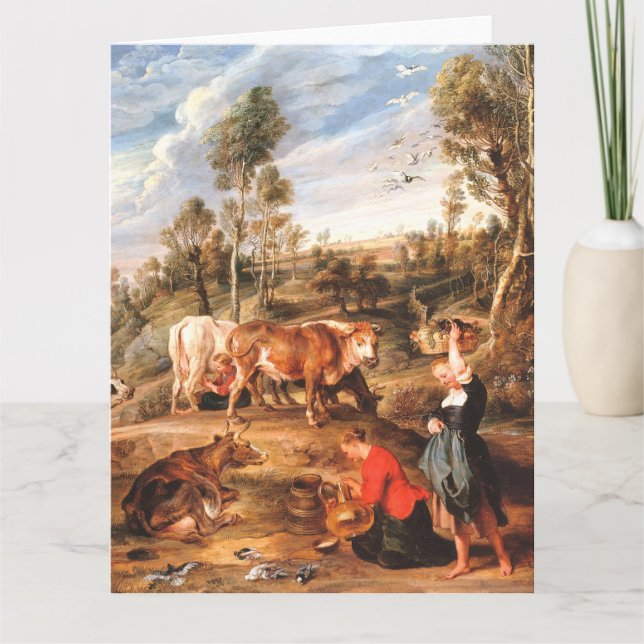 Cartão Peter Paul Rubens Milkmaids with Cattle in a Lands (Frente)