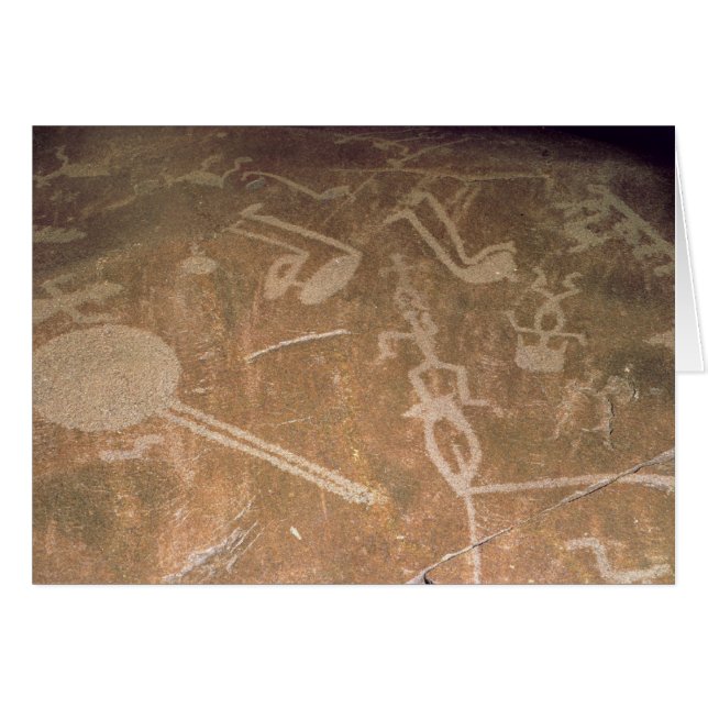 Cartão Petroglyph cinzelado que descreve figuras (Frente Horizontal)