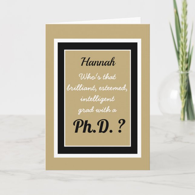 Cartão Ph.D Personalizado placa parabéns (Frente)