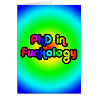 Cartão PhD no arco-íris do funk da piada do divertimento