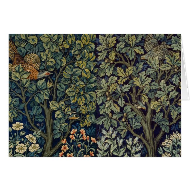Cartão Pheasant Pássaro Árvore Floresta William Morris (Frente Horizontal)