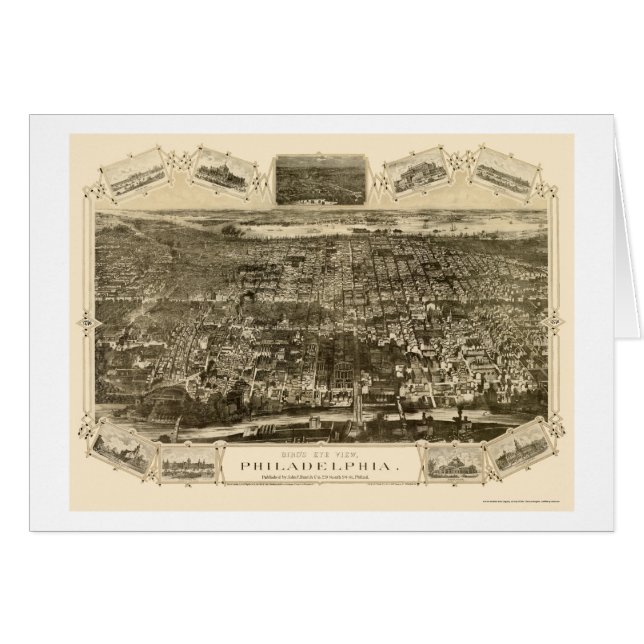 Cartão Philadelphfia, mapa panorâmico do PA - 1876 (Frente Horizontal)