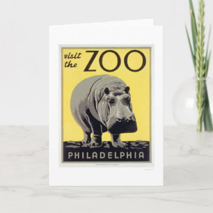 Cartão Philadelphia PA Zoo Hippo 1936 WPA