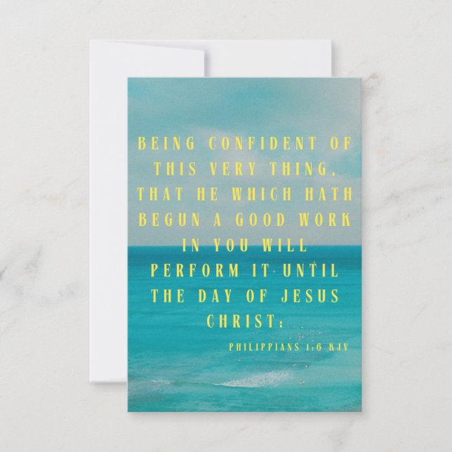 Cartão Philippians 1:6 KJV Escritura de Bíblia Pic Saudaç (Frente)