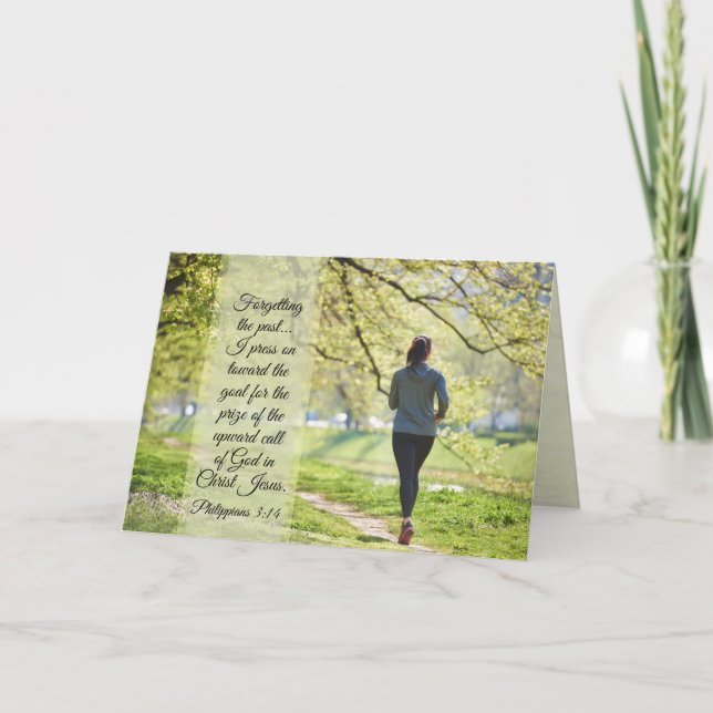 Cartão Philippians 3:13-14 Eu pressiono em direção ao obj (Frente)