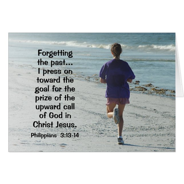 Cartão Philippians 3:13 Pressione para a placa alta chama (Frente Horizontal)