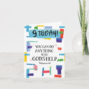 Cartão Philippians 4:13 9 Today Multicoloured Watercolour