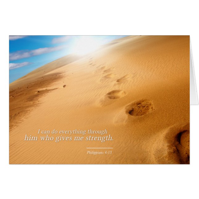Cartão Philippians 4:13: Eu posso fazer tudo através dele (Frente Horizontal)