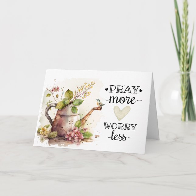 Cartão Philippians 4:6-7 rezem mais preocupados menos Bíb (Frente)
