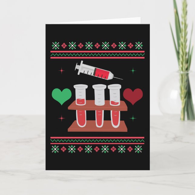 Cartão Phlebotomist Ugly Christmas Sweater Xmas (Frente)