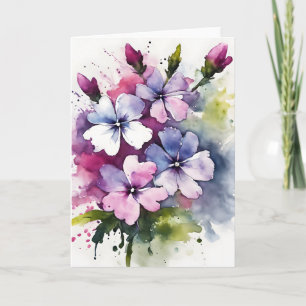 Cartão Phlox - Flores aquarela