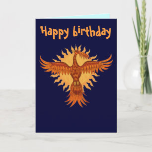 Cartão Phoenix fire bird cool happy birthday card design