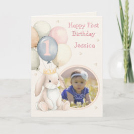 Cartão Photo 1st Birthday Folded Greeting Card