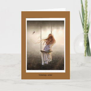 Cartão photo bohême romantique balançoire jeune fille