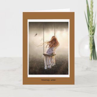 Cartão photo bohême romantique balançoire jeune fille