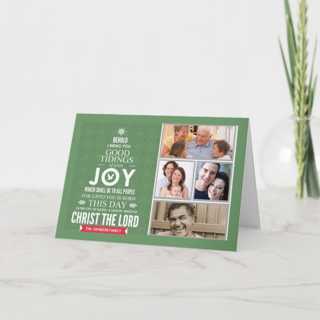 Cartão Photo Christian Christmas Card Behold Christ JOY (Frente)