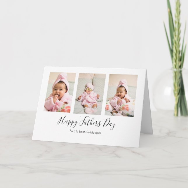 Cartão Photo Collage Modern minimalist Fathers Day Card (Frente)