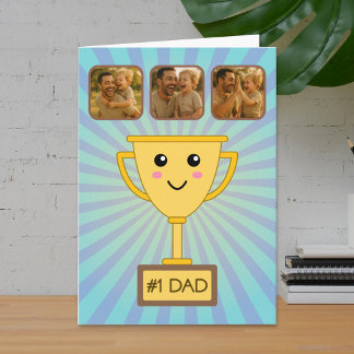 Cartão Photo Collage Number 1 Dad Trophy