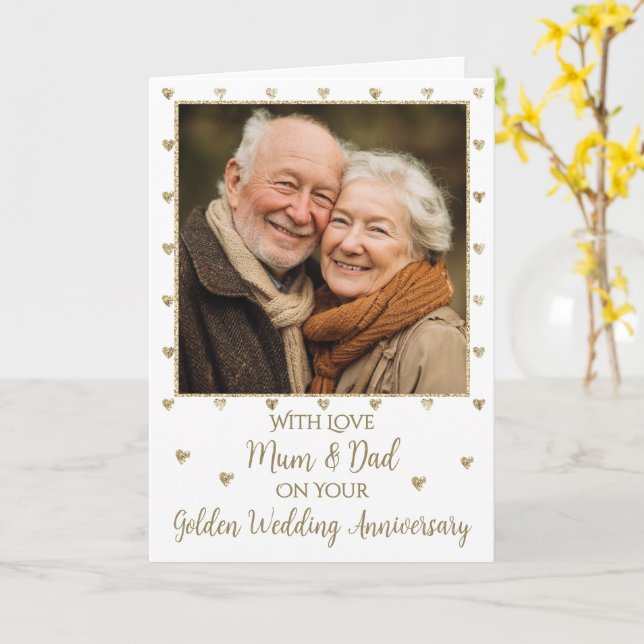 Cartão Photo Golden Wedding Anniversary 50 years Card (Flor Amarela)