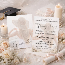 Cartão Photo Graduation Invitation with Script Typography