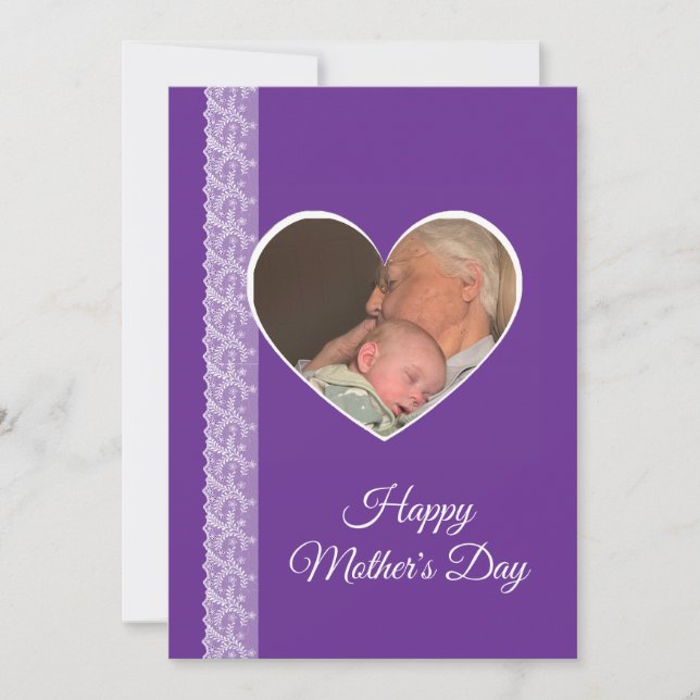 Cartão Photo inside Heart image with lace border (Frente)