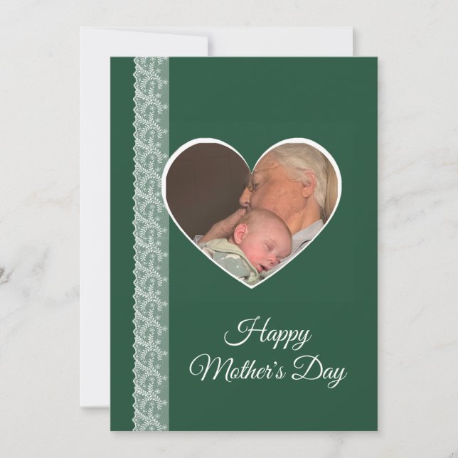 Cartão Photo inside Heart image with lace border (Frente)