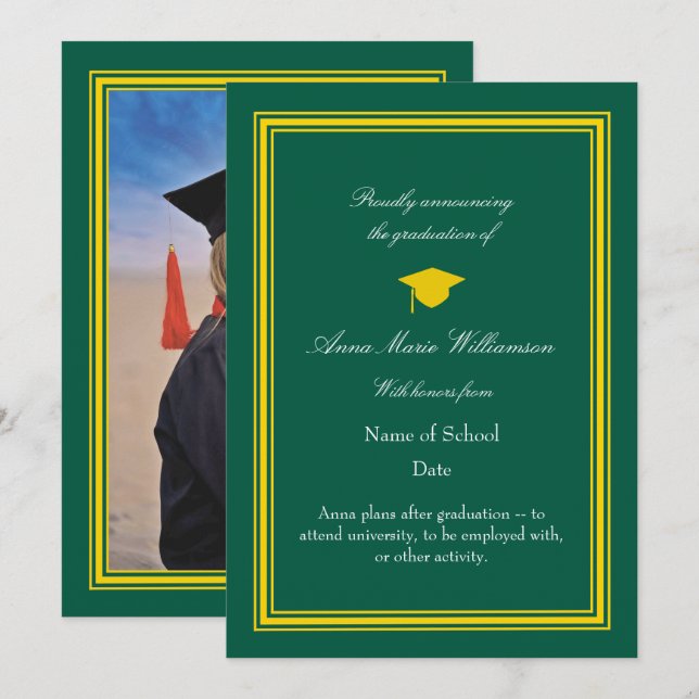 Cartão Photo - Lime Green Proudly Announcing Graduation (Frente/Verso)