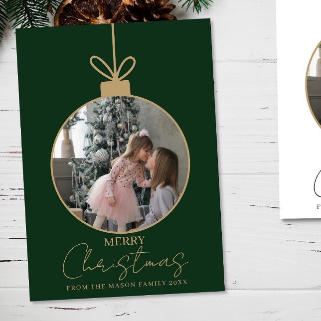 Cartão photo Merry Christmas bauble Photo Card (Criador carregado)