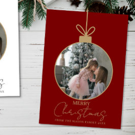 Cartão photo Merry Christmas bauble Photo Card