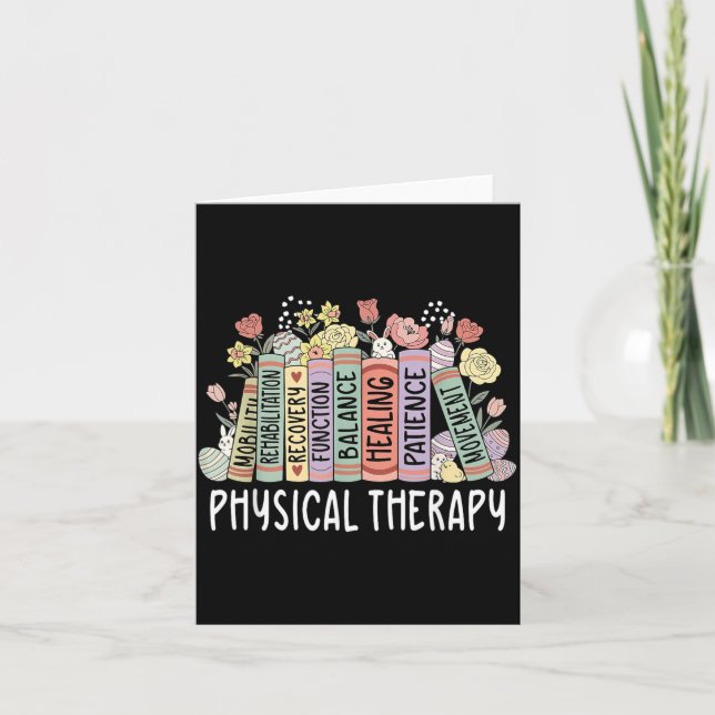 Cartão Physical Therapy Floral Book Easter PT Physical (Frente)