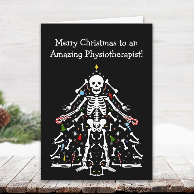 Cartão Physiotherapist Merry Christmas Tree Skeleton (Criador carregado)