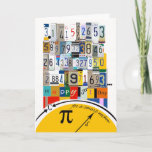 Cartão Pi Day Greetings for Nephew, Crunching Numbers<br><div class="desc">License plate numbers are cut and arranged to form the progression of Pi on the cover of this Pi Day greeting card for a nephew. Art,  image,  and verse copyright © Shoaff Ballanger Studios.</div>