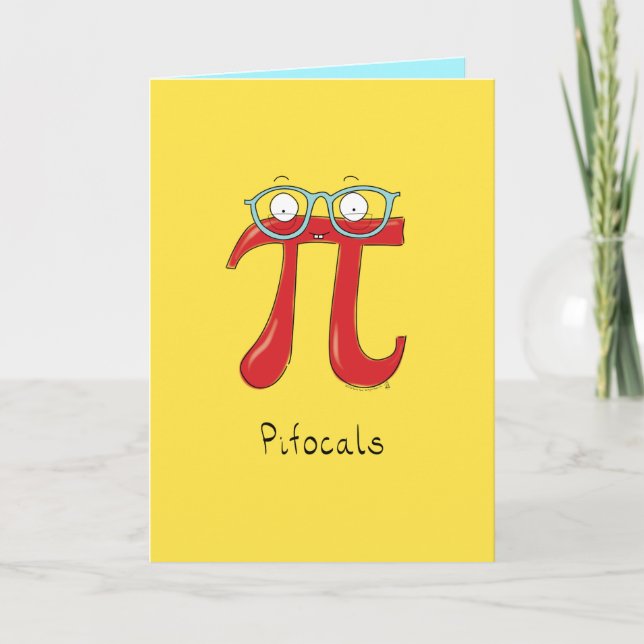 Cartão Pi Focals - Pi Symbol with Glasses Greeting Card (Frente)