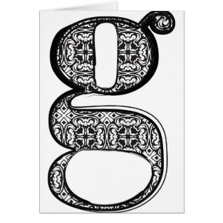 Cartão Pia batismal da forma, letra g