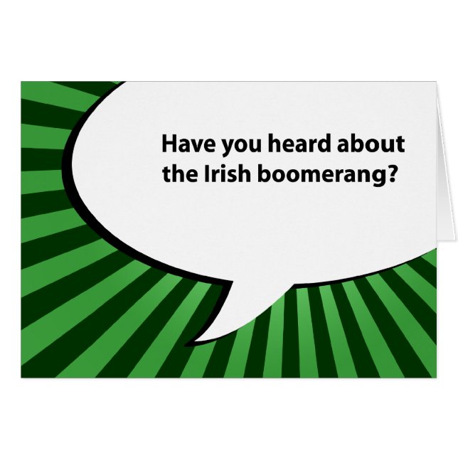 Cartão piada irlandesa do Bumerangue (Frente horizontal)