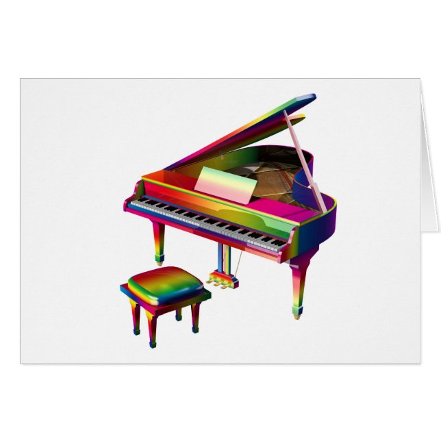 Cartão Piano Colorido Arco-Íris (Frente horizontal)