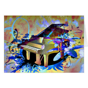 Cartão Piano colorido Digital Funky